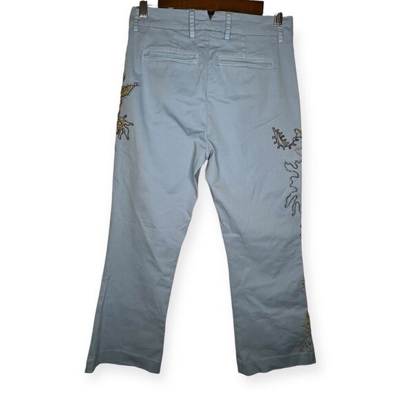 Anthropologie History Repeats Pants Blue Embroidered Beaded Metallic Size 38 2 - Picture 4 of 12